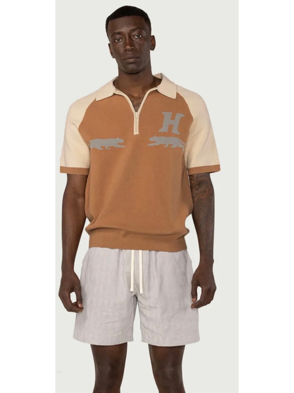 Honor the Gift  Men's Short-Sleeve Zip Polo Sweater - Camel